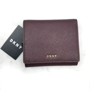 DKNY Plum Tri-Fold Leather Wallet
